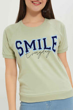 Load image into Gallery viewer, تيشيرت توب بناتي رمادي بأكمام ريجلان