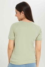 Load image into Gallery viewer, تيشيرت توب بناتي رمادي بأكمام ريجلان