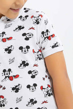 Load image into Gallery viewer, قميص بولو بطبعة ميكي ماوس باللون الأبيض للأولاد الصغار