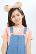 Load image into Gallery viewer, طقم فستان باللون الأبيض والأزرق مع تيشيرت للبنات الصغار (قطعتين)