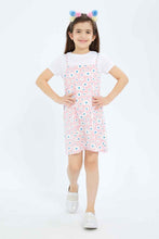 Load image into Gallery viewer, طقم فستان باللون الأبيض والوردي مع تيشيرت للبنات الصغار (قطعتين)
