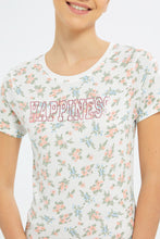 Load image into Gallery viewer, بلوزة بطبعة أزهار باللون الأبيض للبنات الكبار