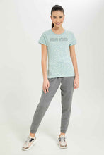 Load image into Gallery viewer, تيشيرت باللون الأخضر مطبوع للبنات الكبار