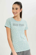 Load image into Gallery viewer, تيشيرت باللون الأخضر مطبوع للبنات الكبار