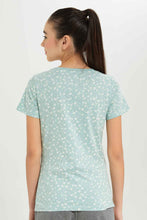 Load image into Gallery viewer, تيشيرت باللون الأخضر مطبوع للبنات الكبار