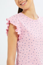 Load image into Gallery viewer, بلوزة بكشكش باللون الوردي للبنات الكبار