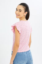Load image into Gallery viewer, بلوزة بكشكش باللون الوردي للبنات الكبار