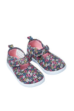 Load image into Gallery viewer, حذاء بطبعة زهور كحلي للبنات