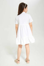 Load image into Gallery viewer, فستان أبيض طبقات للبنات