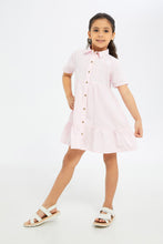 Load image into Gallery viewer, فستان بياقة باللون الوردي للبنات الصغار
