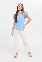 Load image into Gallery viewer, بنطلون جينز أبيض سكيني بأرجل واسع للبنات الكبار