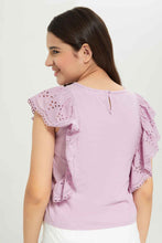 Load image into Gallery viewer, بلوزة بنفسجي بكم واسع مزين للبنات الكبار