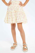 Load image into Gallery viewer, تنورة بكسرات باللون الأصفر والوردي للبنات الصغار