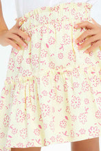 Load image into Gallery viewer, تنورة بكسرات باللون الأصفر والوردي للبنات الصغار