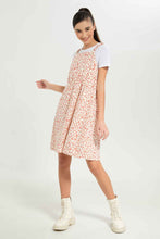 Load image into Gallery viewer, فستان أبيض بطبعة زهر للبنات الكبار