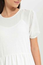 Load image into Gallery viewer, فستان أبيض مزين باللون الأبيض للبنات الكبار