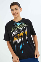 Load image into Gallery viewer, تيشيرت باللون الأسود مطبوع للأولاد الكبار