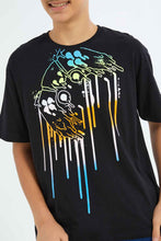 Load image into Gallery viewer, تيشيرت باللون الأسود مطبوع للأولاد الكبار