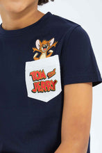 Load image into Gallery viewer, تيشيرت بطبعة توم أند جيري باللون الكحلي للأولاد الصغار