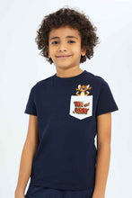 Load image into Gallery viewer, تيشيرت بطبعة توم أند جيري باللون الكحلي للأولاد الصغار