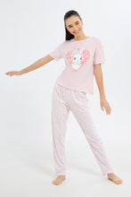 Load image into Gallery viewer, طقم بيجامة باللون الوردي للبنات الكبار (قطعتين)