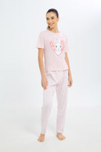 Load image into Gallery viewer, طقم بيجامة باللون الوردي للبنات الكبار (قطعتين)