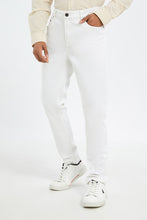 Load image into Gallery viewer, بنطلون جينز سليم فت باللون الأبيض للرجال