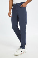 Load image into Gallery viewer, بنطلون جينز سليم فت باللون الأزرق للرجال