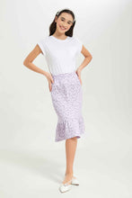 Load image into Gallery viewer, تنورة بطبعة أزهار باللون البنفسجي للبنات الكبار