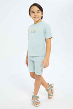 Load image into Gallery viewer, طقم كاجوال واسع بطبعة باللون النعناعي للأولاد الصغار(قطعتين)