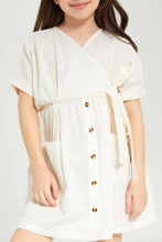 Load image into Gallery viewer, فستان كريمي ملفوف للبنات