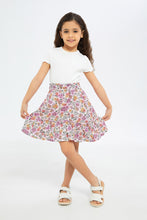 Load image into Gallery viewer, تنورة متعددة الألوان بطبعة زهر للبنات الصغار