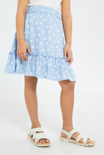 Load image into Gallery viewer, تنورة قصيرة باللون الأزرق مطبوعة للبنات الصغار