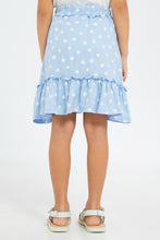Load image into Gallery viewer, تنورة قصيرة باللون الأزرق مطبوعة للبنات الصغار