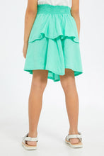 Load image into Gallery viewer, تنورة قصيرة باللون الأخضر بطبقات للبنات الصغار