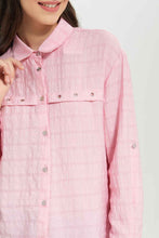 Load image into Gallery viewer, قميص بياقة باللون الوردي للبنات الكبار
