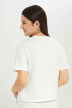 Load image into Gallery viewer, تيشيرت مطبوع باللون الأبيض للبنات