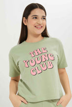 Load image into Gallery viewer, تيشيرت باللون النعناعي للبنات الكبار