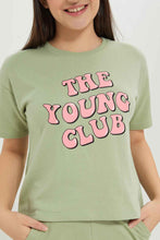 Load image into Gallery viewer, تيشيرت باللون النعناعي للبنات الكبار