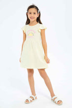 Load image into Gallery viewer, فستان بطبعة باللون الأصفر للبنات الصغار
