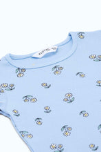 Load image into Gallery viewer, تيشيرت مطبوع باللون الأزرق للبنات الرضّع
