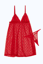 Load image into Gallery viewer, طقم فستان بيبي دول باللون الأحمر للنساء (قطعتين)