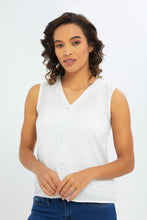 Load image into Gallery viewer, بلوزة باللون الأبيض بدون أكمام للنساء
