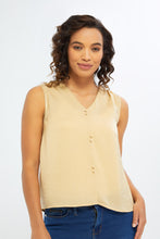Load image into Gallery viewer, بلوزة باللون البيج بدون أكمام للنساء