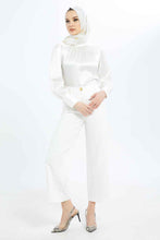 Load image into Gallery viewer, بنطلون واسع سادة باللون الأبيض للنساء