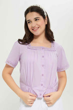 Load image into Gallery viewer, بلوزة قصيرة باللون البنفسجي للبنات الكبار