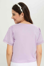 Load image into Gallery viewer, بلوزة قصيرة باللون البنفسجي للبنات الكبار
