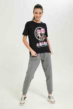 Load image into Gallery viewer, تيشيرت باللون الأسود للبنات الكبار