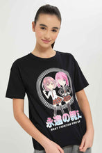 Load image into Gallery viewer, تيشيرت باللون الأسود للبنات الكبار