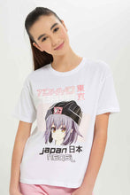 Load image into Gallery viewer, تيشيرت باللون الأبيض مطبوع للبنات لكبار